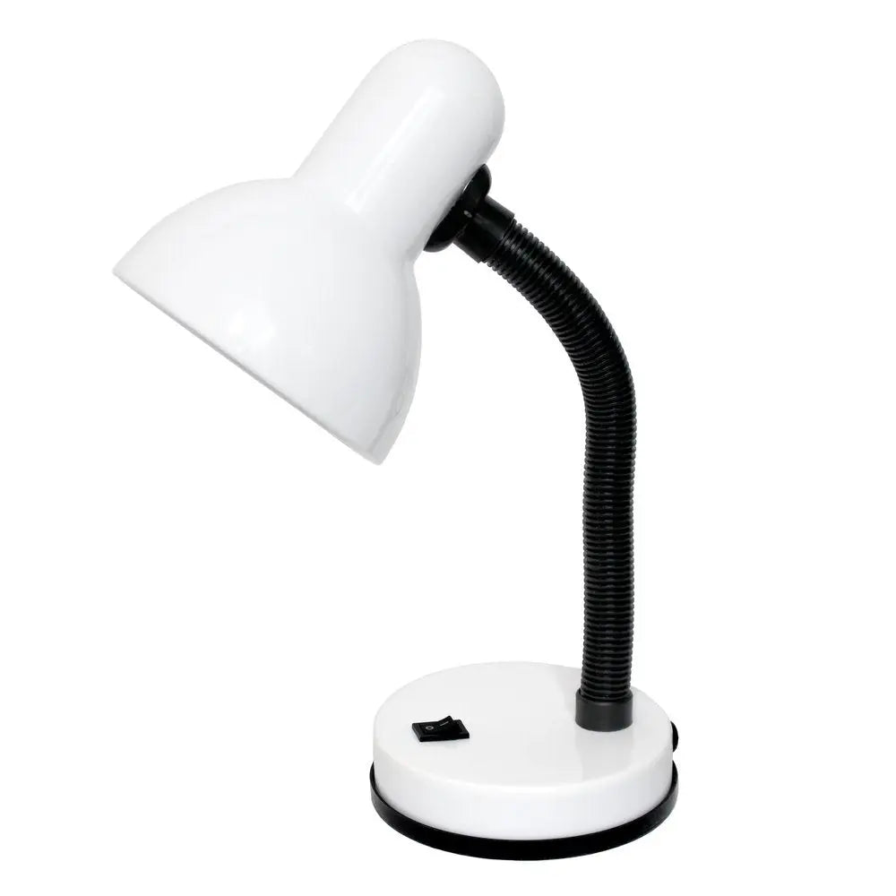 14" White Metal Swing Arm Table Lamp HomeRoots