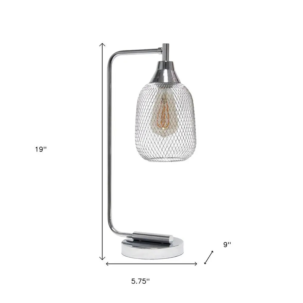 19" Silver Metal Lantern Table Lamp With Silver Globe Shade HomeRoots