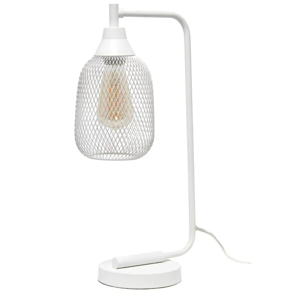 19" White Metal Lantern Table Lamp With White Globe Shade HomeRoots