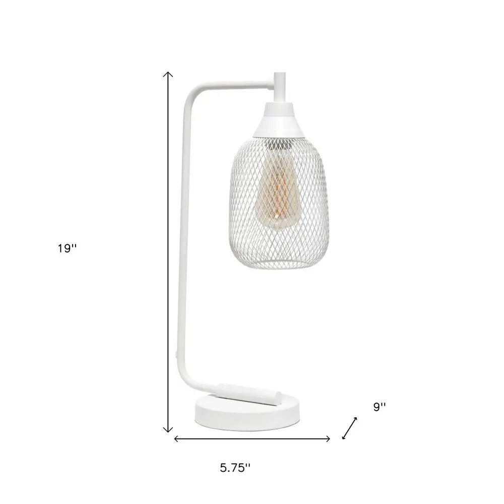 19" White Metal Lantern Table Lamp With White Globe Shade HomeRoots