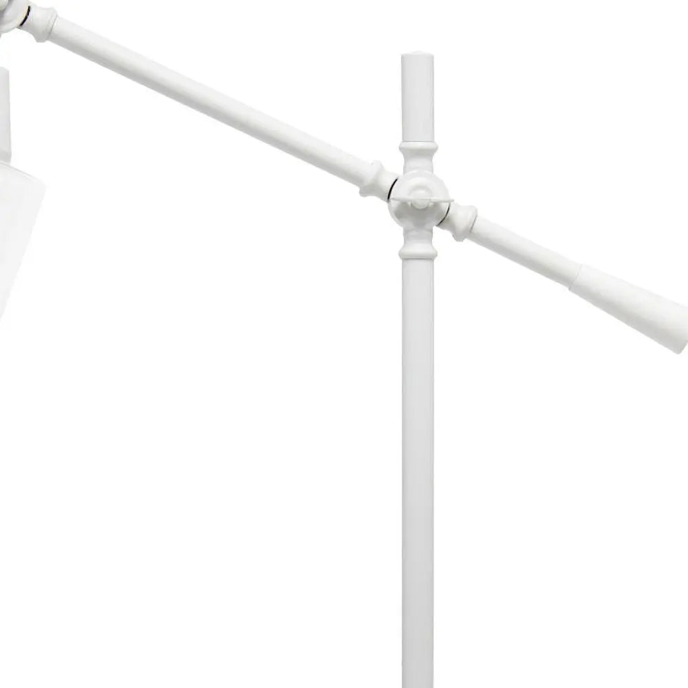 28" White Metal Table Lamp With Clear Cylinder Shade HomeRoots