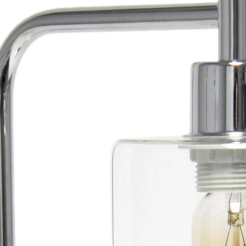 19" Silver Iron Lantern USB Table Lamp With Clear Cylinder Shade HomeRoots