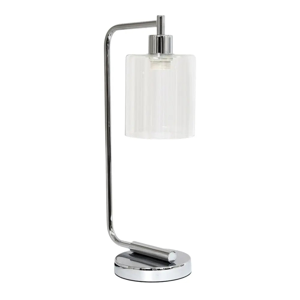 19" Silver Metal Lantern Table Lamp LED With Clear Cylinder Shade HomeRoots