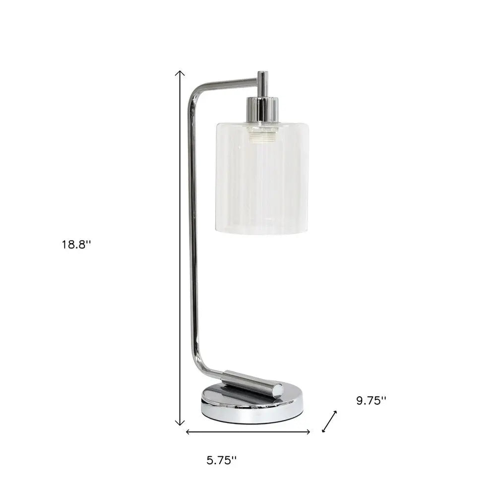 19" Silver Metal Lantern Table Lamp LED With Clear Cylinder Shade HomeRoots