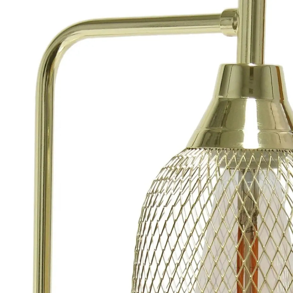 19" Gold Metal Lantern Table Lamp With Gold Globe Shade HomeRoots