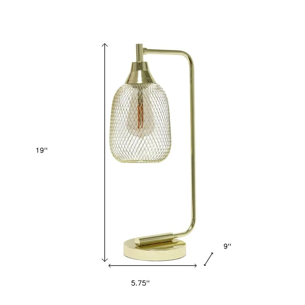 19" Gold Metal Lantern Table Lamp With Gold Globe Shade HomeRoots