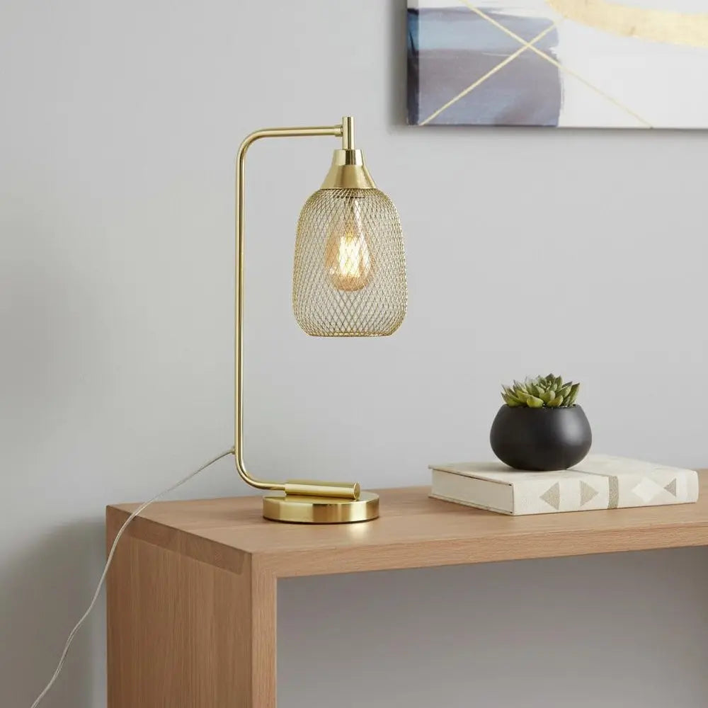 19" Gold Metal Lantern Table Lamp With Gold Globe Shade HomeRoots