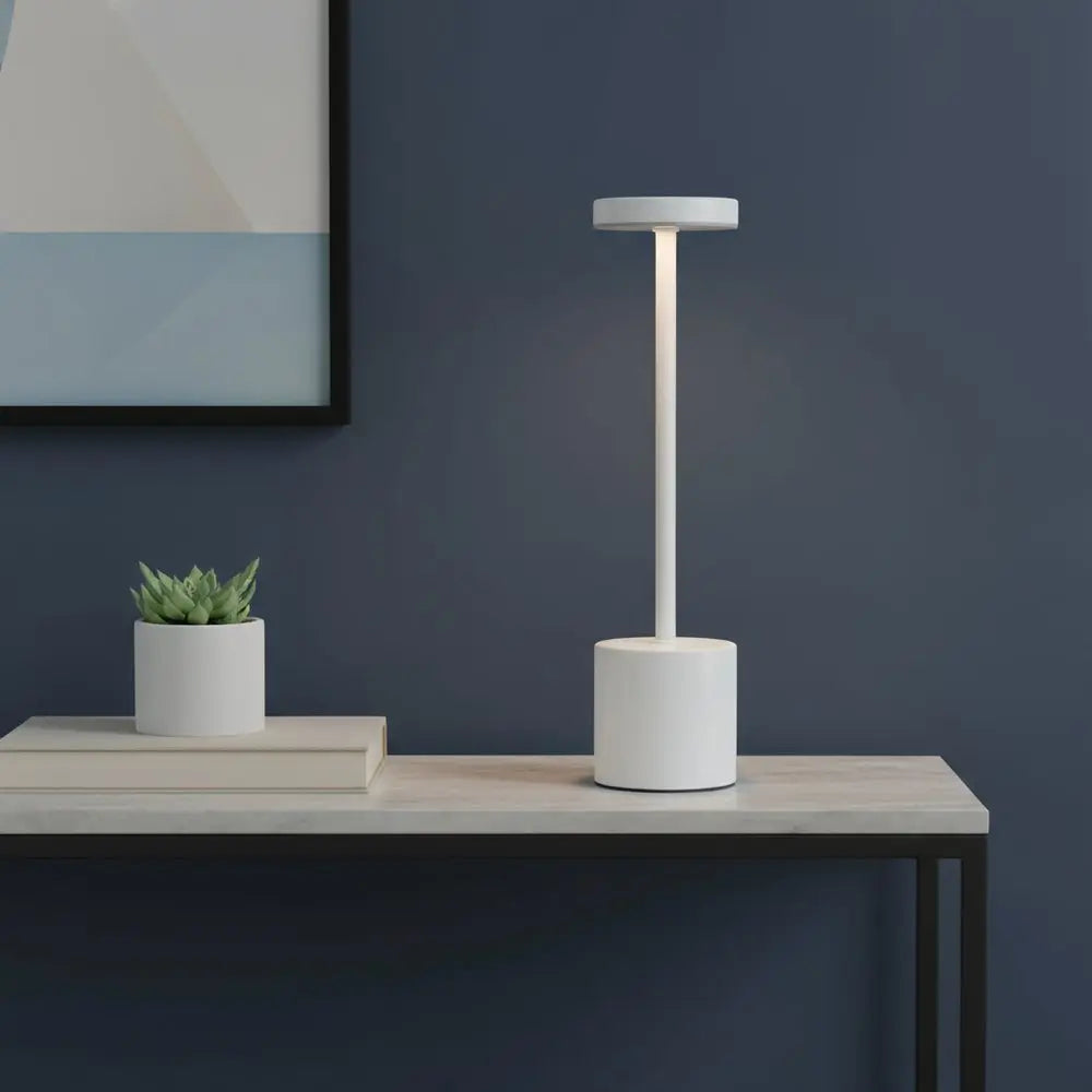 13" White Metal Table Lamp HomeRoots