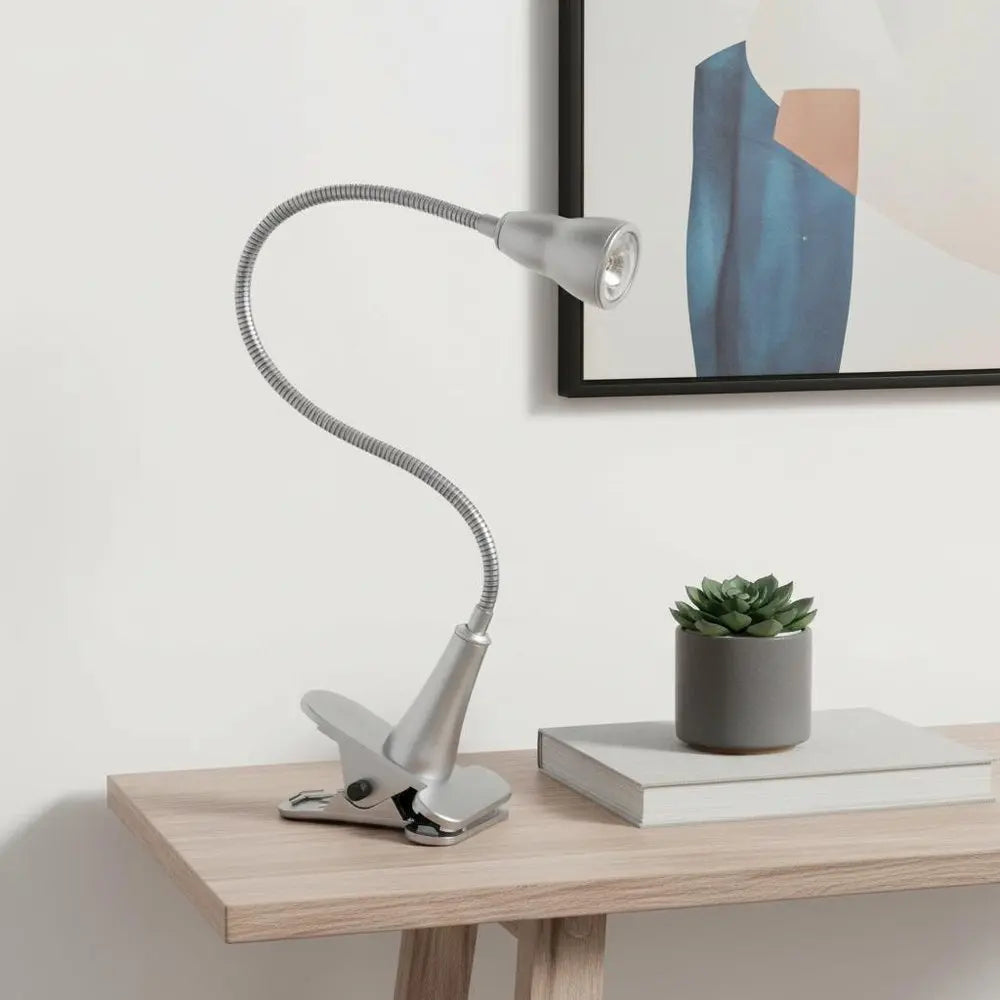 23" Silver Swing Arm Table Lamp HomeRoots