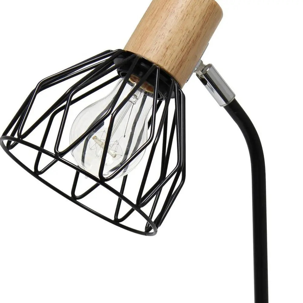 18" Black Iron Table Lamp With Black Globe Shade HomeRoots