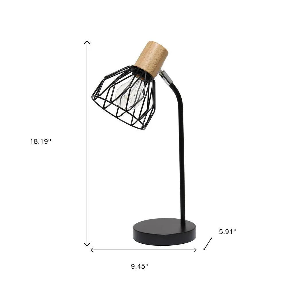 18" Black Iron Table Lamp With Black Globe Shade HomeRoots