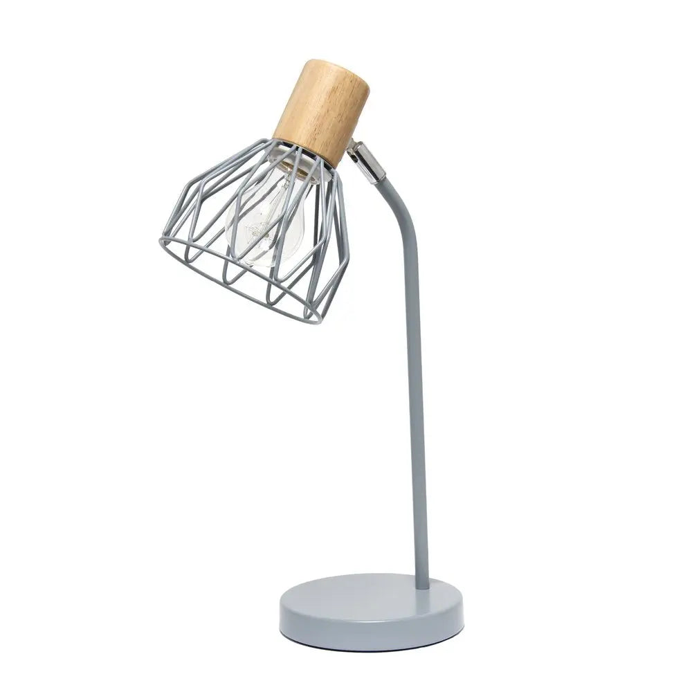 18" Gray Iron Table Lamp With Gray Globe Shade HomeRoots