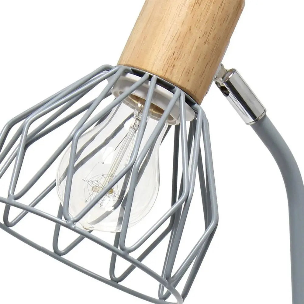 18" Gray Iron Table Lamp With Gray Globe Shade HomeRoots