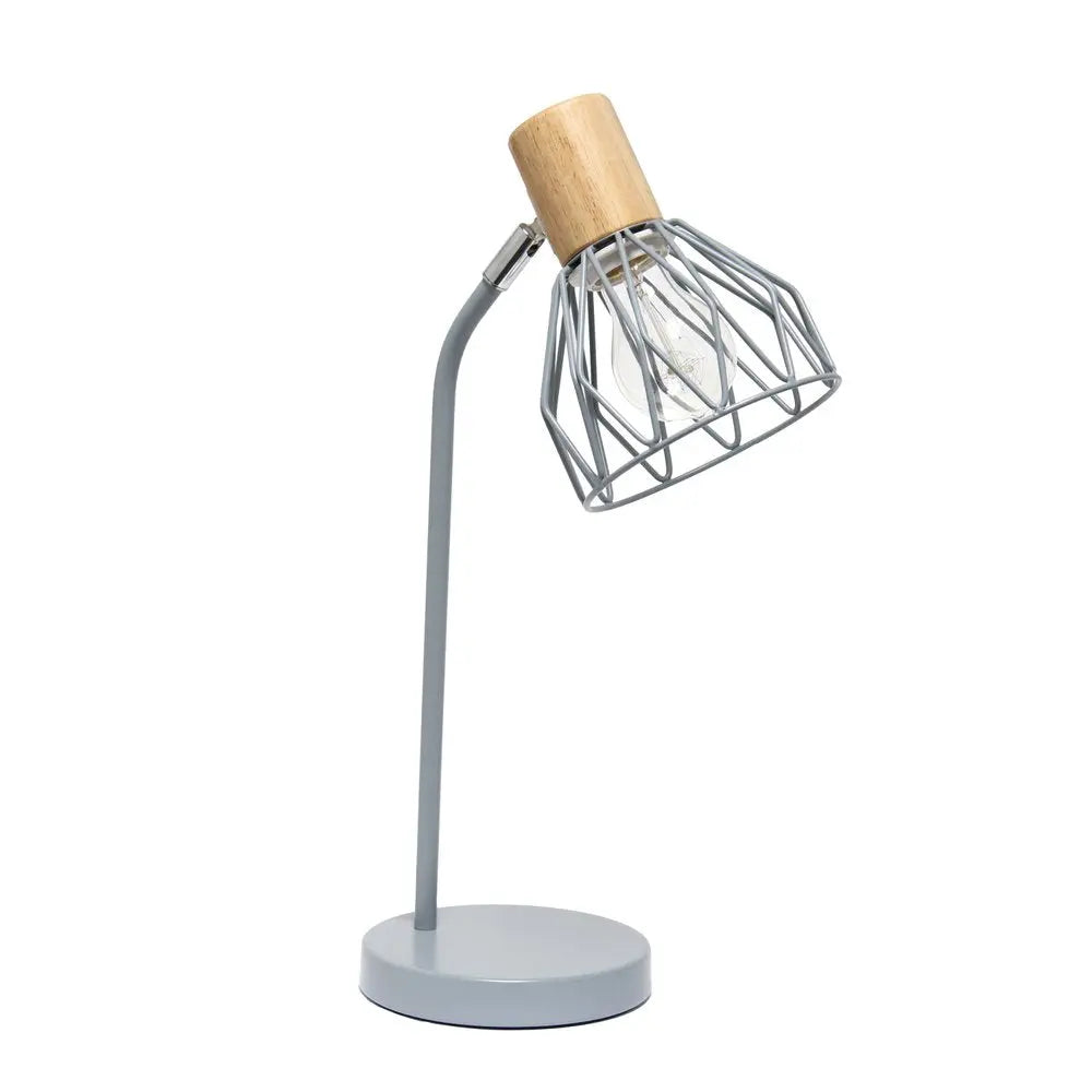 18" Gray Iron Table Lamp With Gray Globe Shade HomeRoots