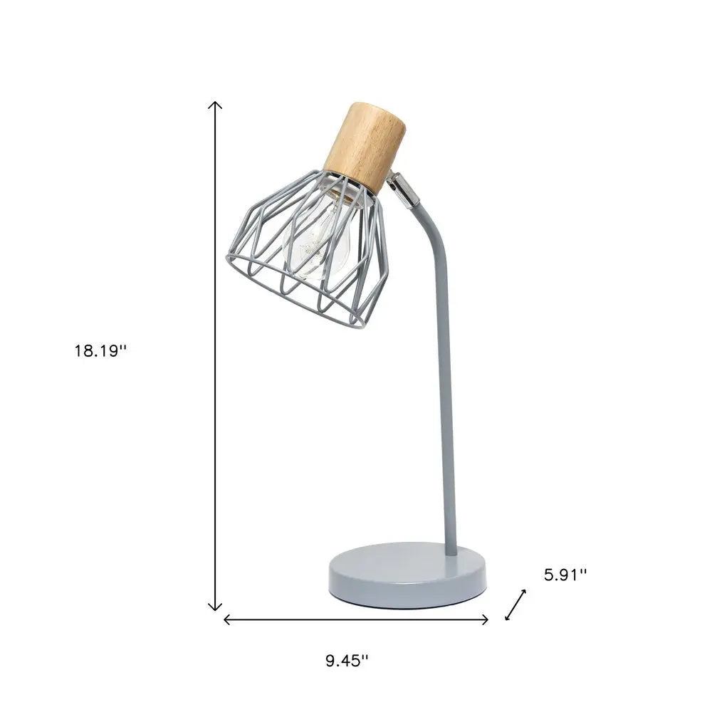 18" Gray Iron Table Lamp With Gray Globe Shade HomeRoots