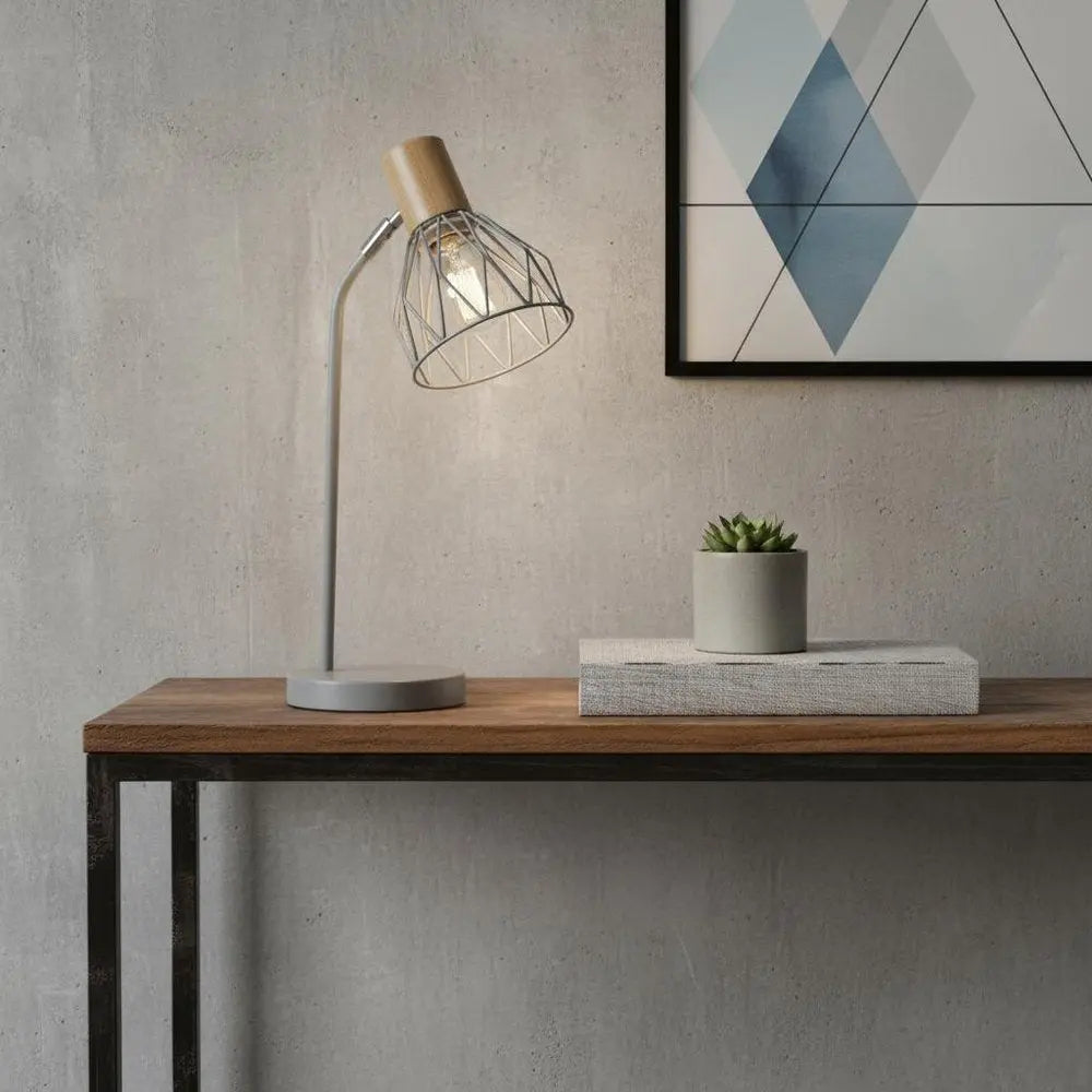 18" Gray Iron Table Lamp With Gray Globe Shade HomeRoots