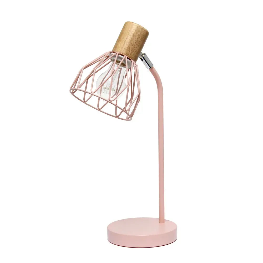 18" Light Pink Iron Table Lamp With Light Pink Globe Shade HomeRoots
