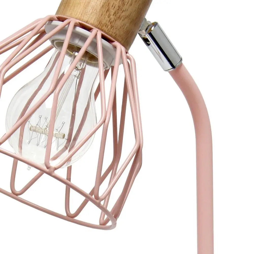 18" Light Pink Iron Table Lamp With Light Pink Globe Shade HomeRoots