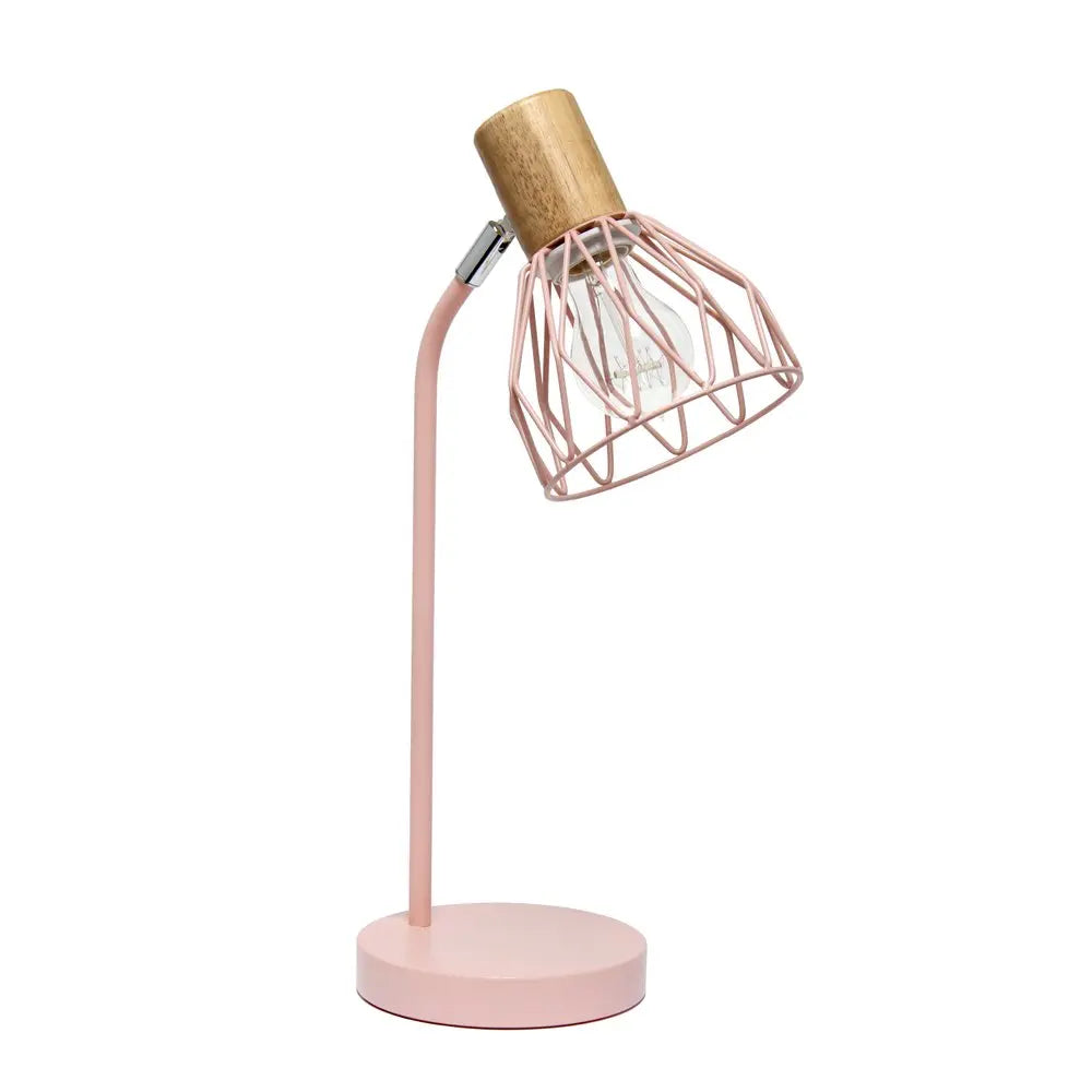18" Light Pink Iron Table Lamp With Light Pink Globe Shade HomeRoots