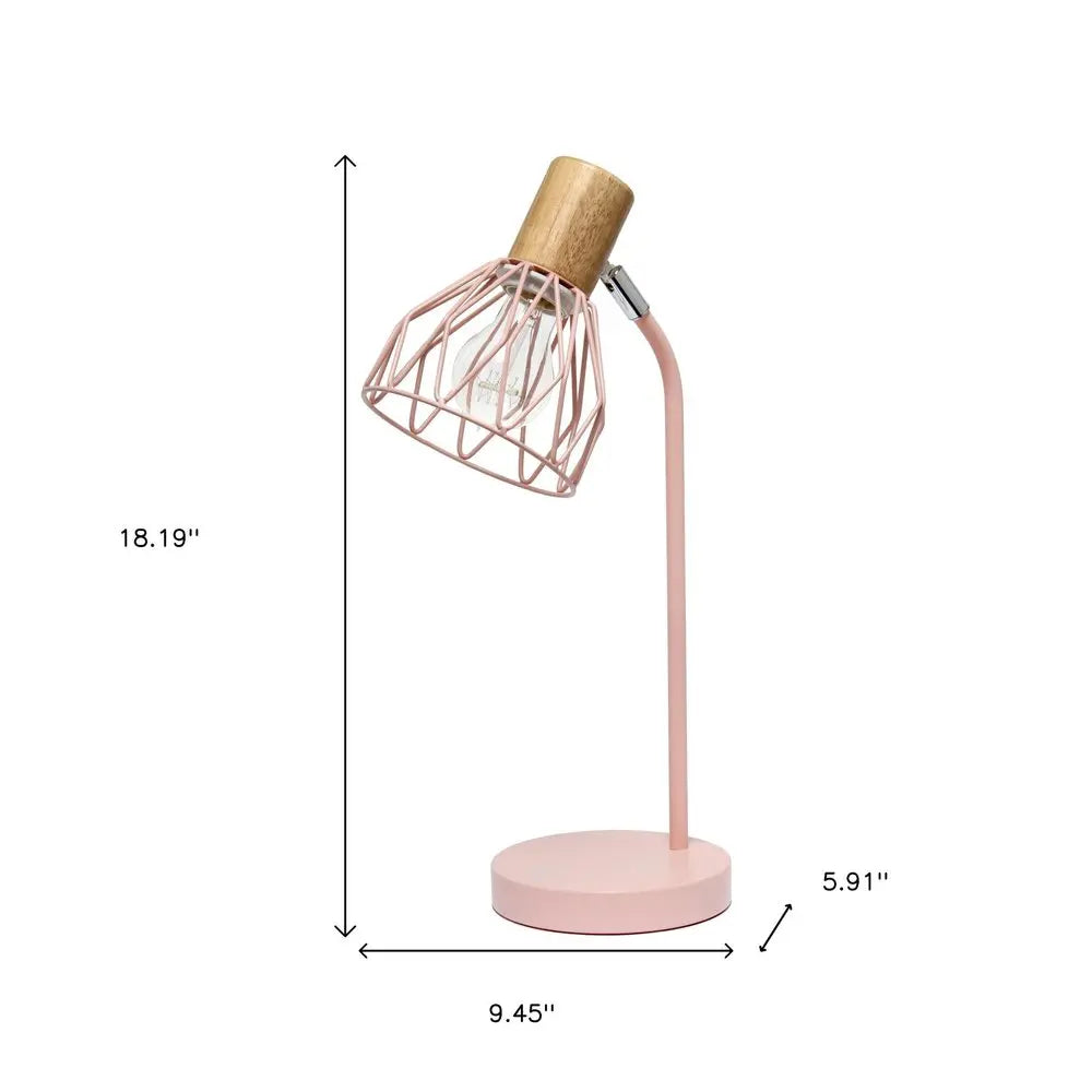 18" Light Pink Iron Table Lamp With Light Pink Globe Shade HomeRoots