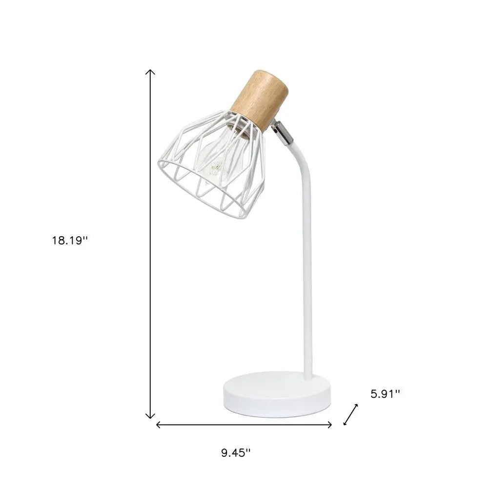 18" White Iron Table Lamp With White Globe Shade HomeRoots