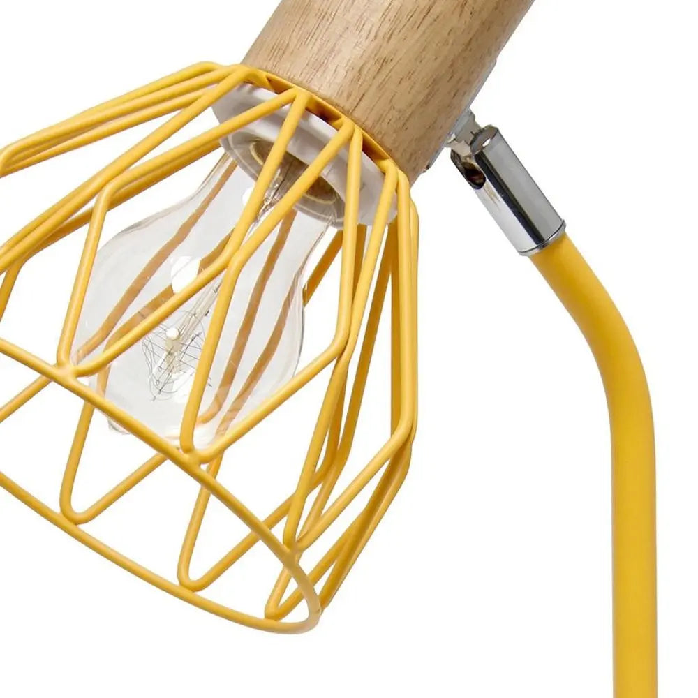 18" Yellow Iron Table Lamp With Yellow Globe Shade HomeRoots