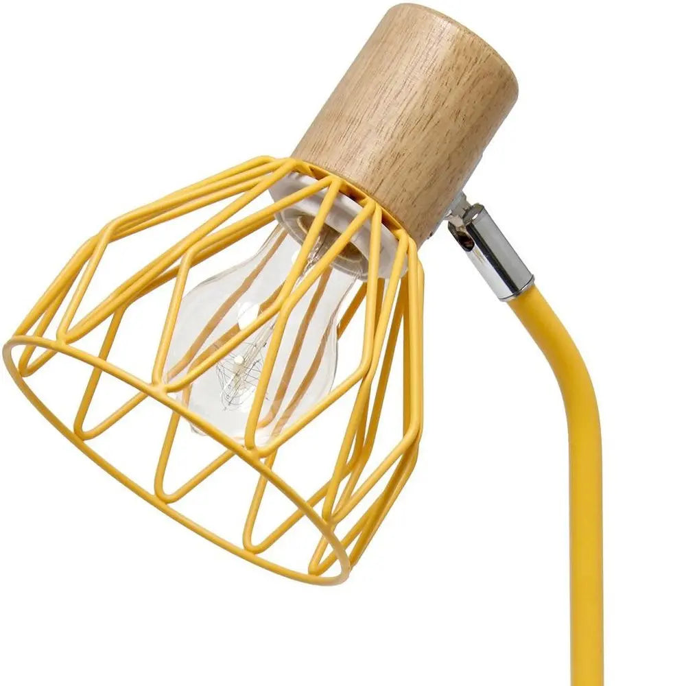 18" Yellow Iron Table Lamp With Yellow Globe Shade HomeRoots