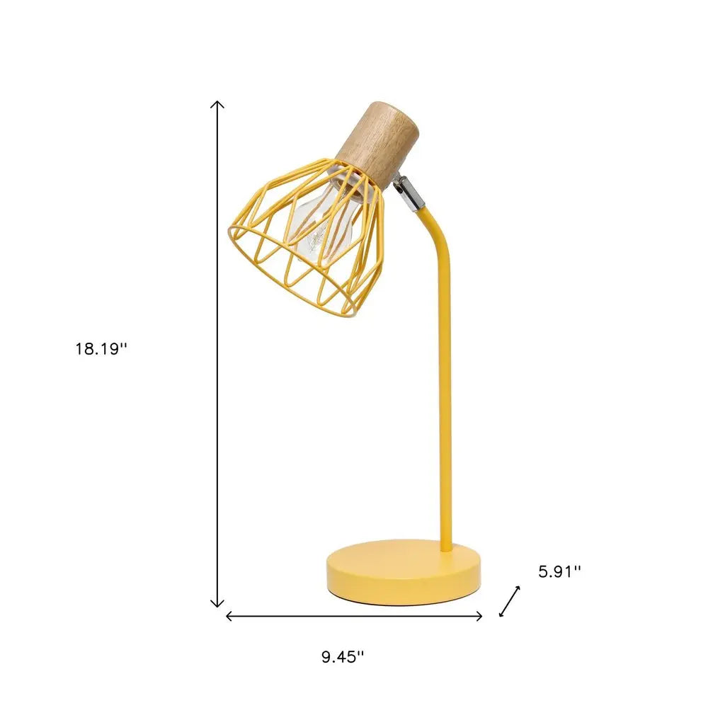 18" Yellow Iron Table Lamp With Yellow Globe Shade HomeRoots
