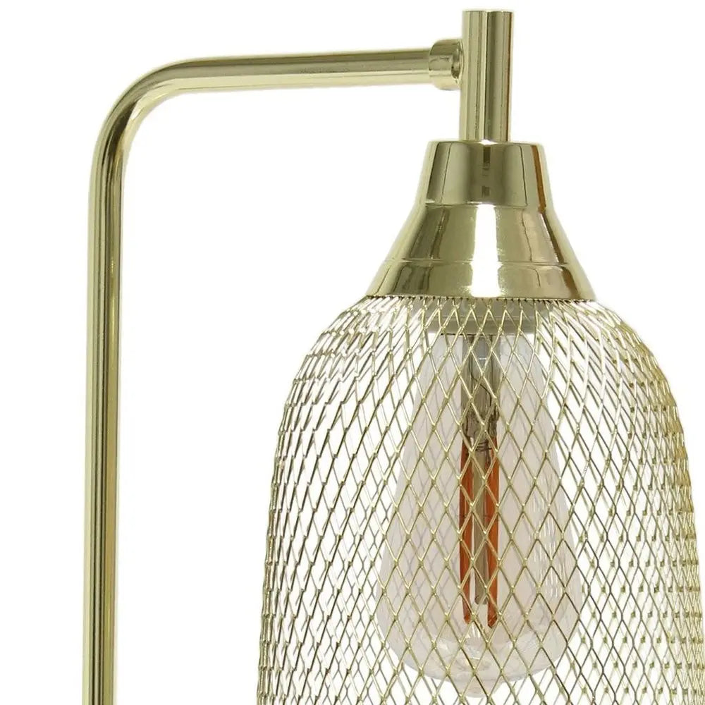 19" Gold Metal Lantern Table Lamp With Gold Globe Shade HomeRoots