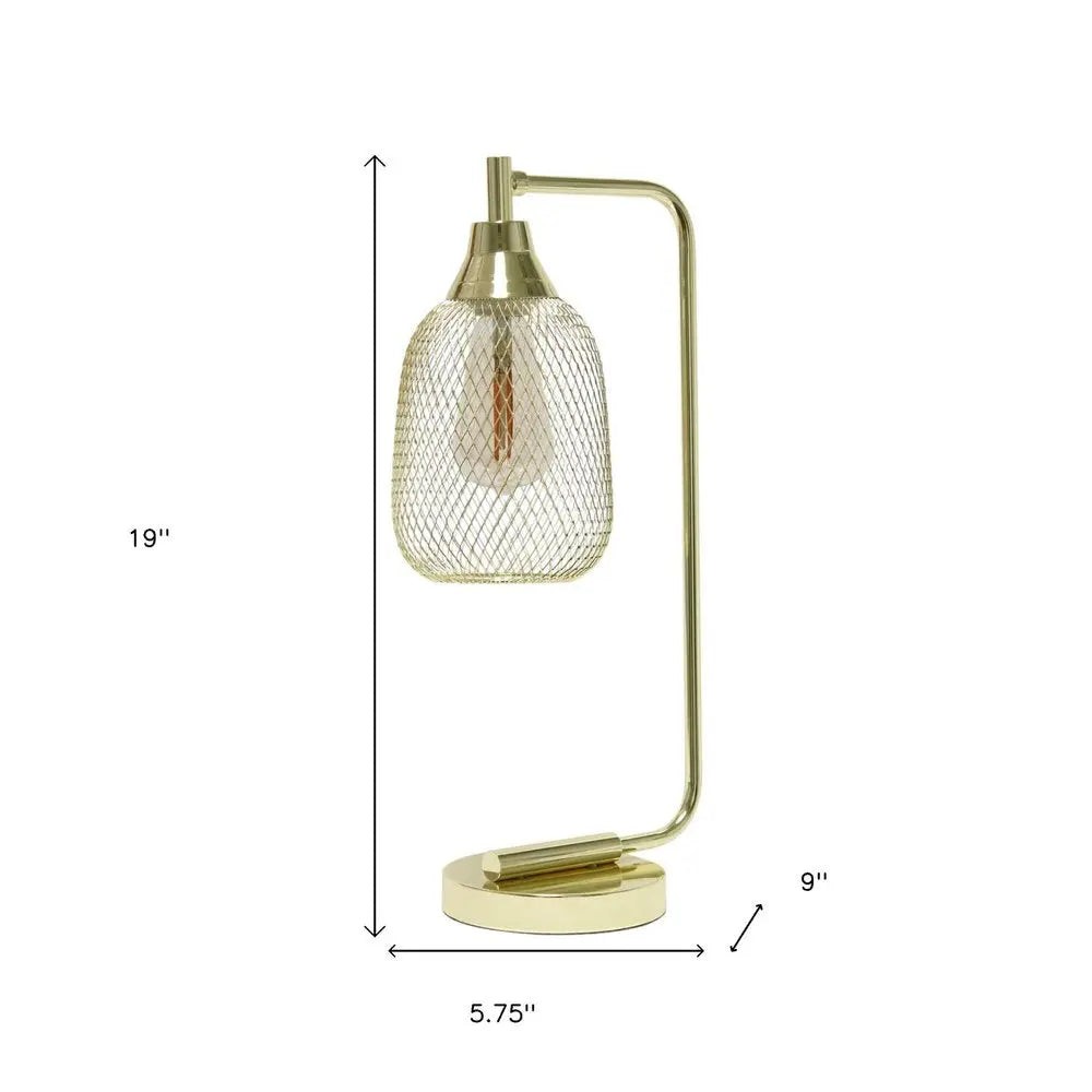 19" Gold Metal Lantern Table Lamp With Gold Globe Shade HomeRoots