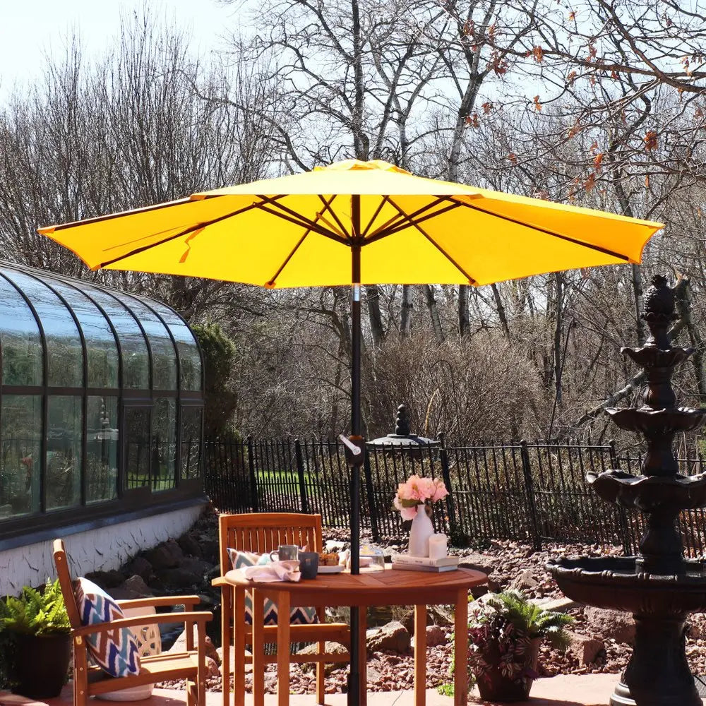 96" Gold Polyester Octagonal Tilt Market Patio Umbrella HomeRoots