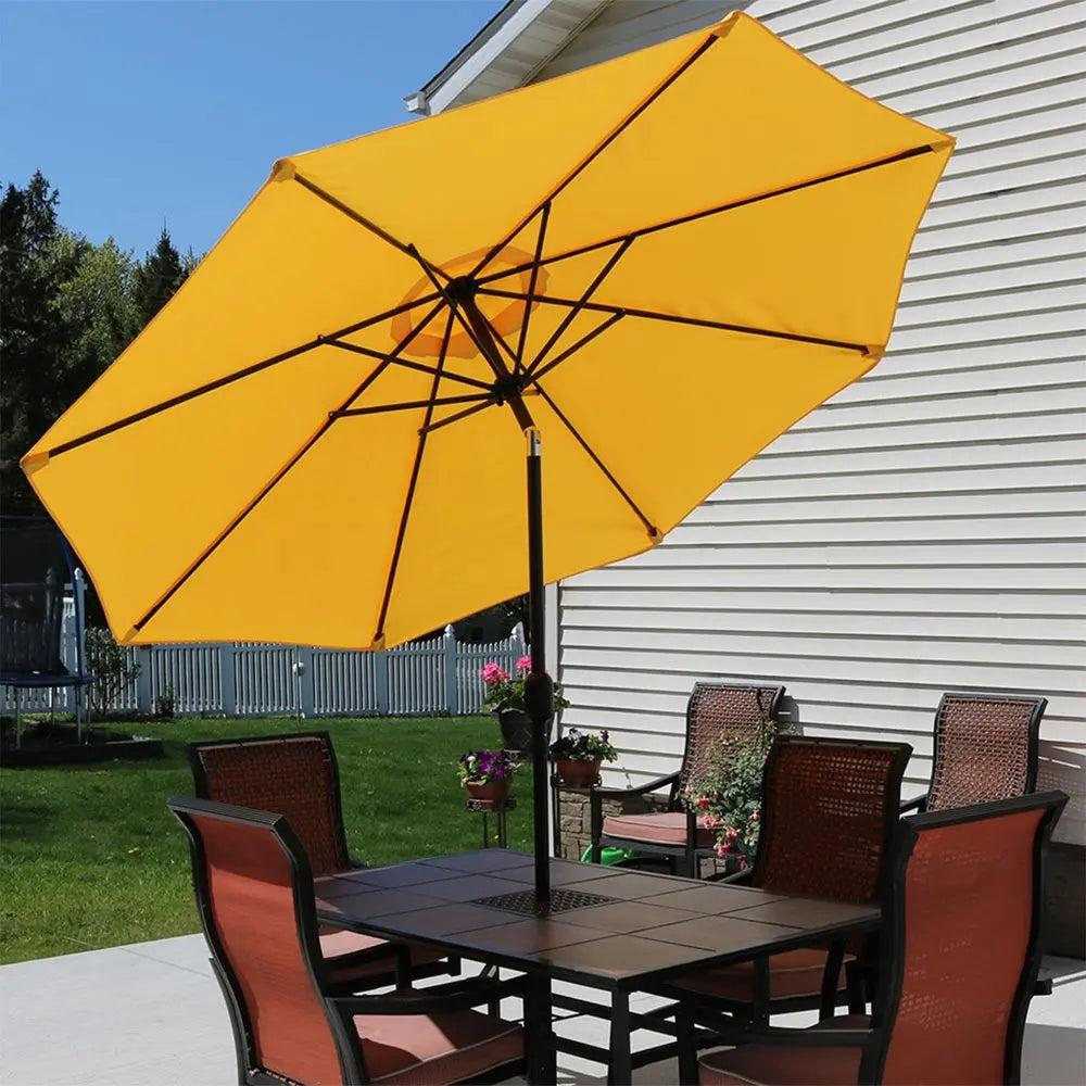 96" Gold Polyester Octagonal Tilt Market Patio Umbrella HomeRoots