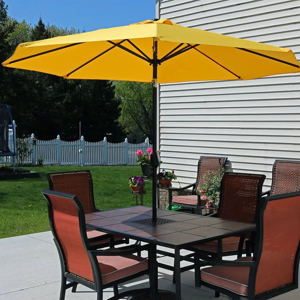 96" Gold Polyester Octagonal Tilt Market Patio Umbrella HomeRoots