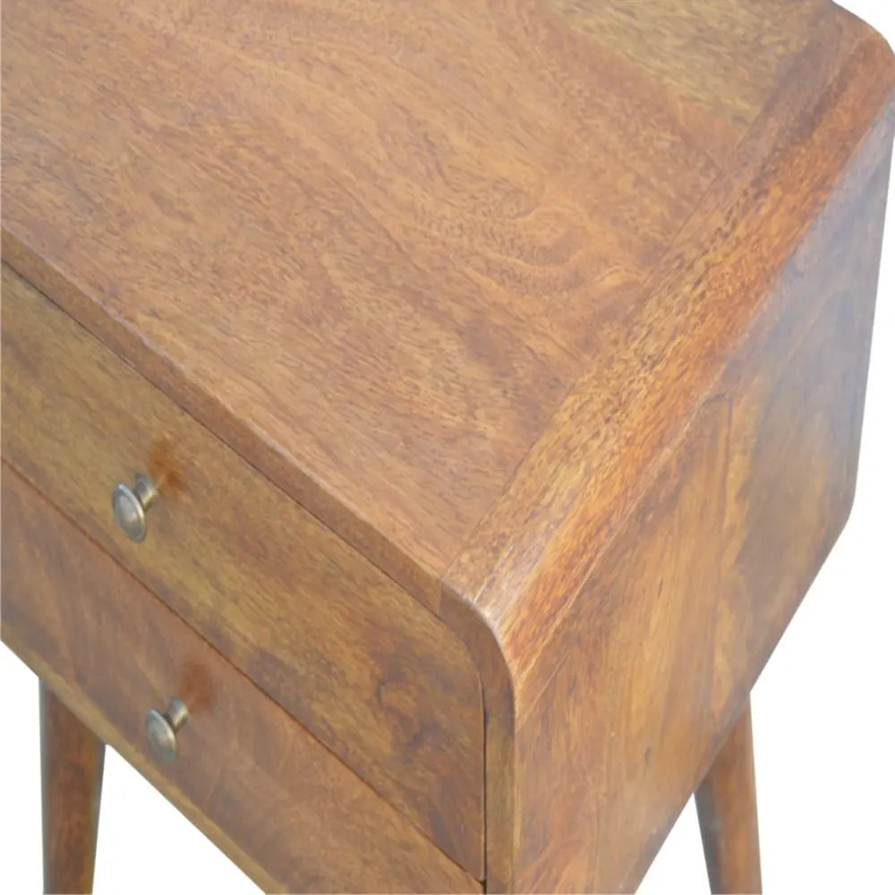 22" Chestnut Solid Wood Two Drawer Nightstand HomeRoots