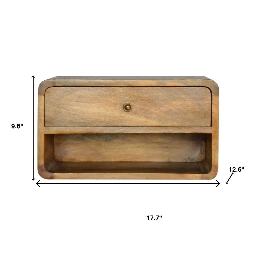 18" Natural Solid Wood One Drawer Floating Nightstand HomeRoots
