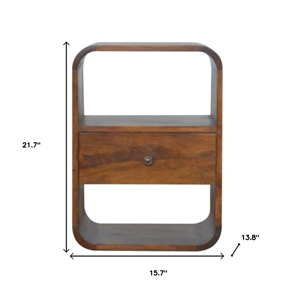 22" Brown Solid Wood One Drawer Nightstand HomeRoots