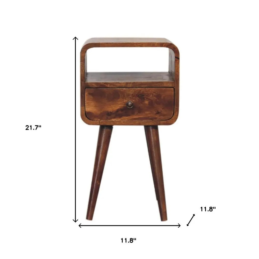 22" Chestnut Solid Wood Square One Drawer Nightstand HomeRoots