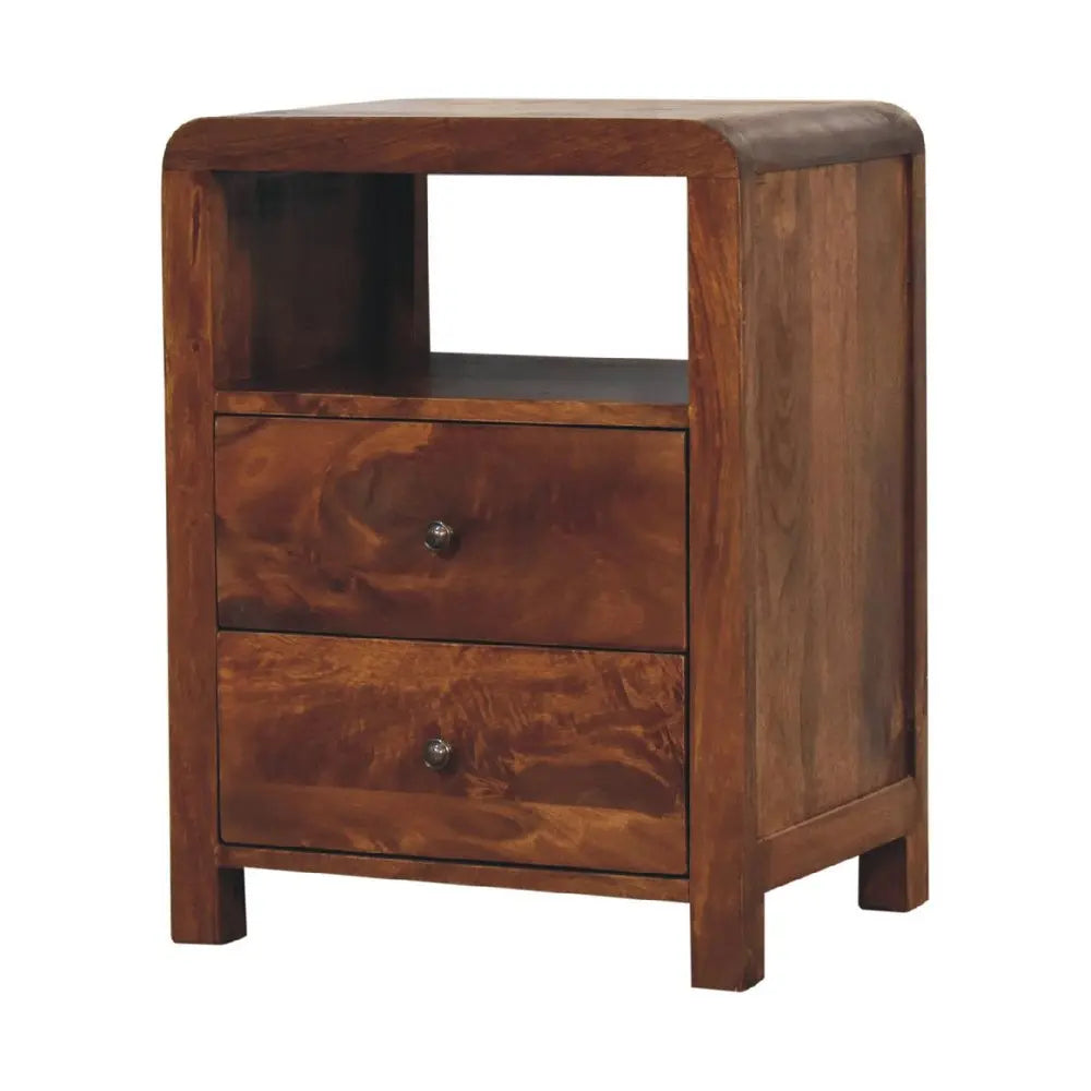 24" Chestnut Solid Wood Two Drawer Nightstand HomeRoots