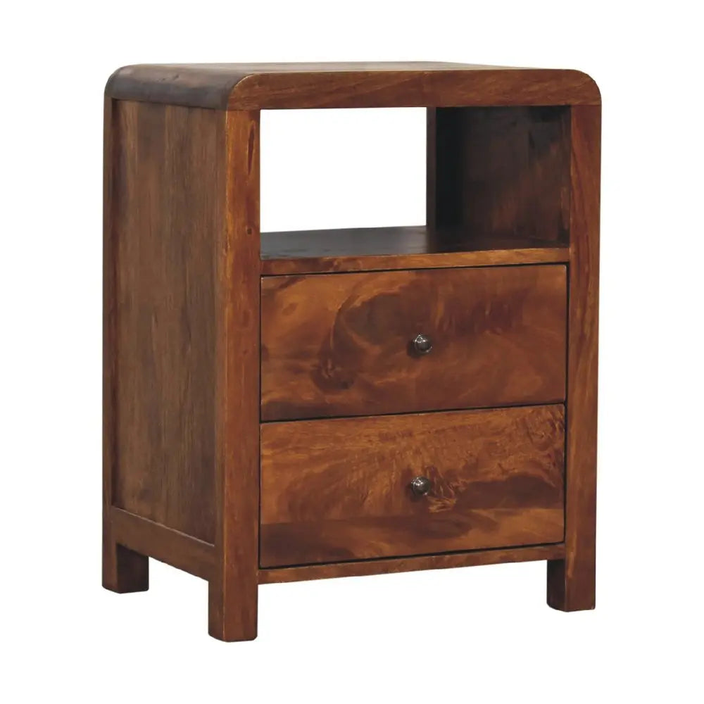 24" Chestnut Solid Wood Two Drawer Nightstand HomeRoots