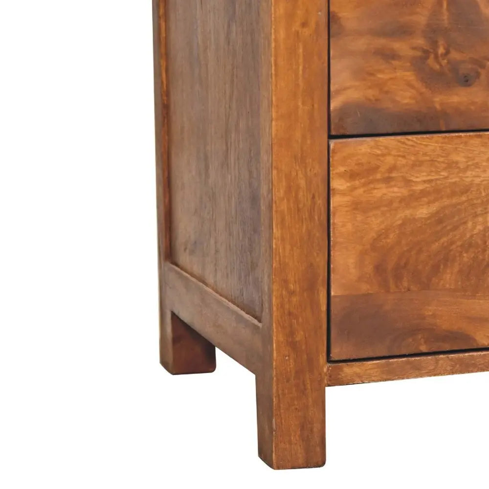 24" Chestnut Solid Wood Two Drawer Nightstand HomeRoots