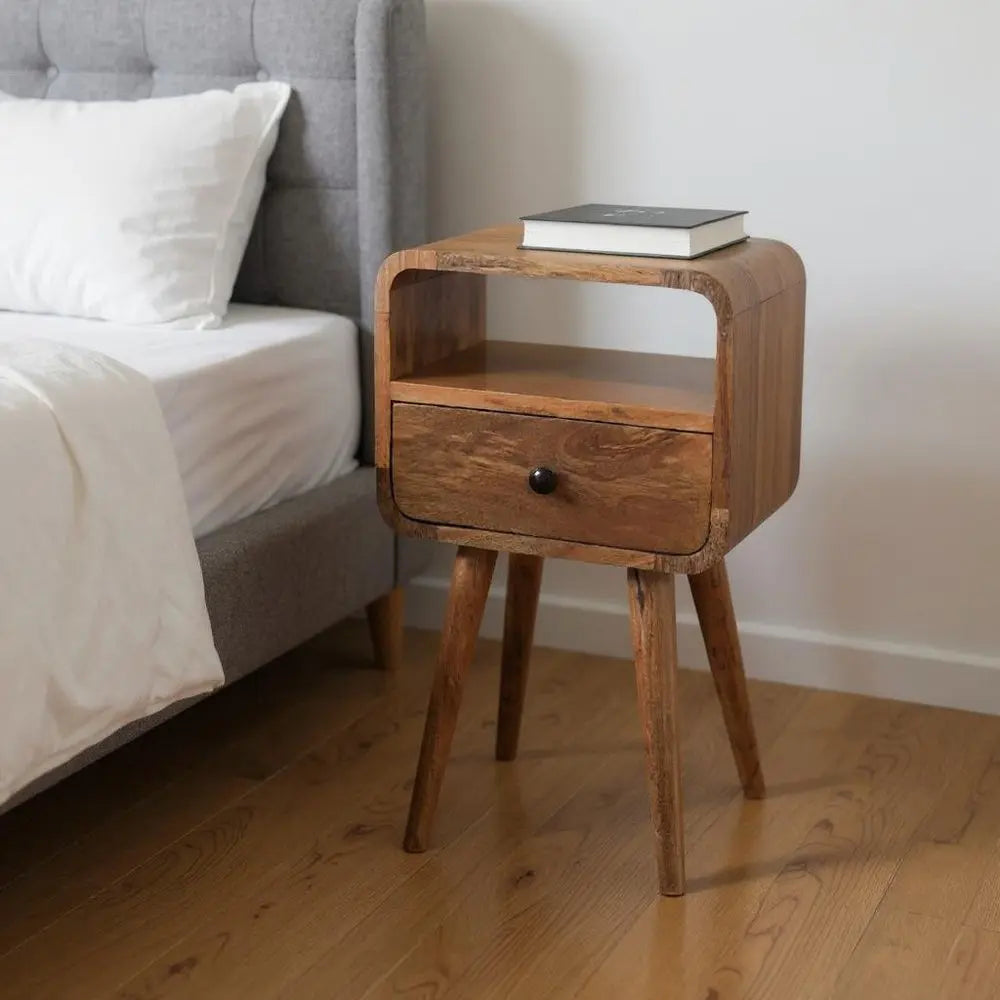 22" Oak Solid Wood Square One Drawer Nightstand HomeRoots