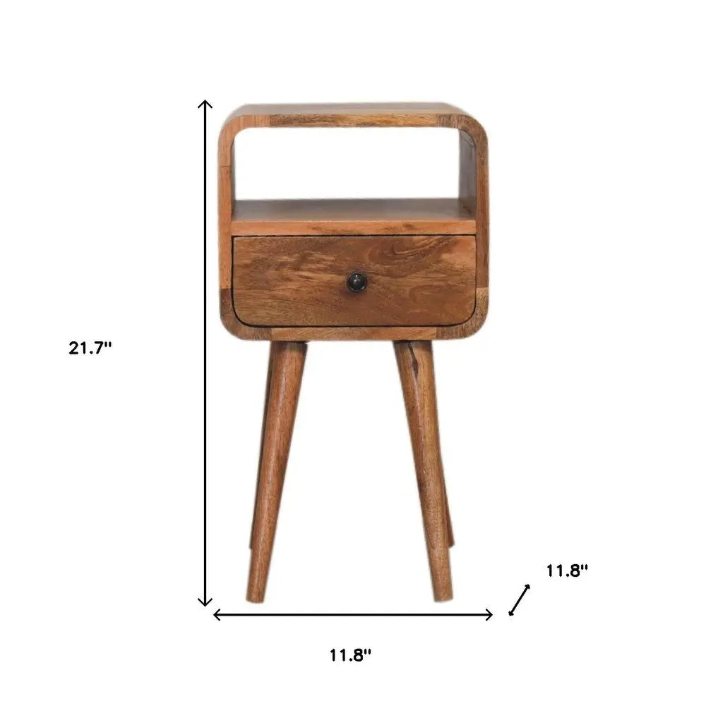 22" Oak Solid Wood Square One Drawer Nightstand HomeRoots