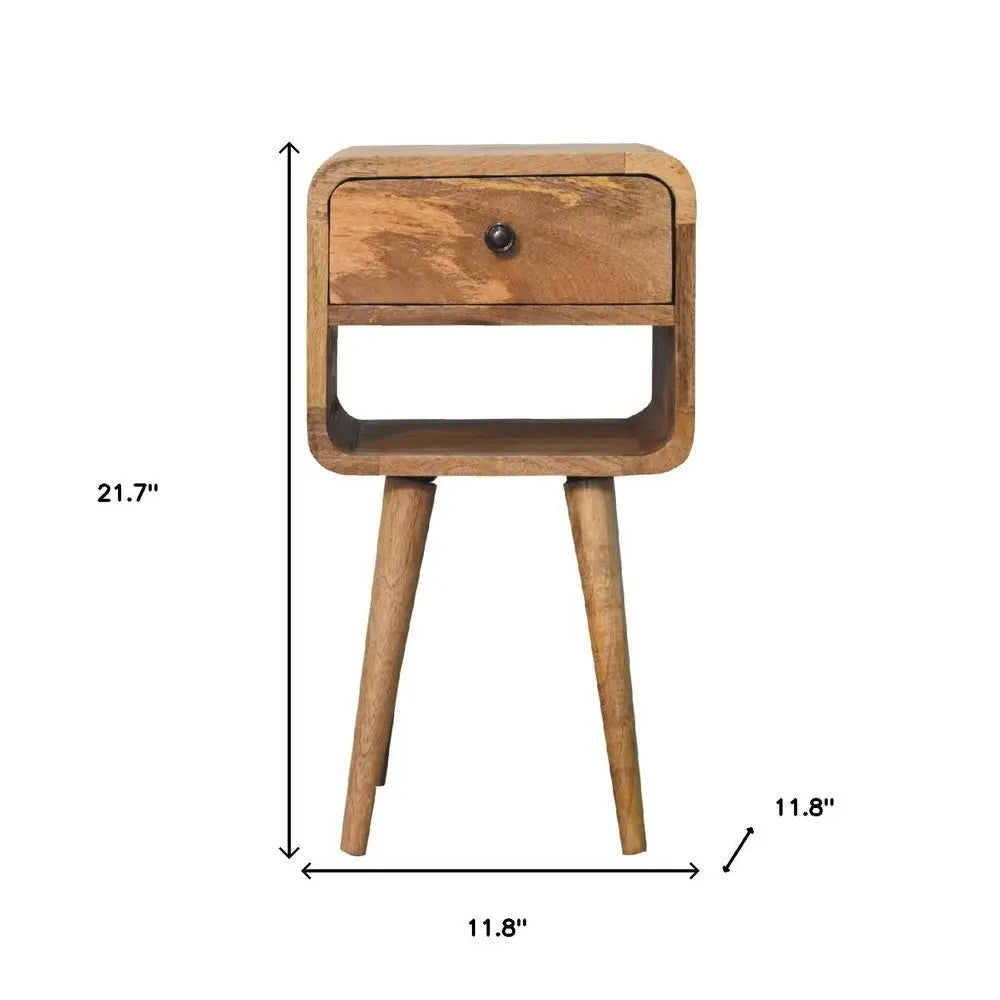 22" Oak Solid Wood Square One Drawer Nightstand HomeRoots