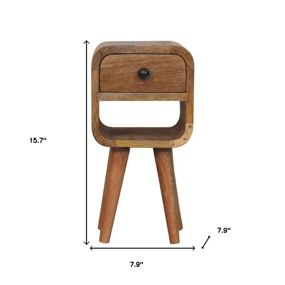 16" Oak Solid Wood Square One Drawer Nightstand HomeRoots