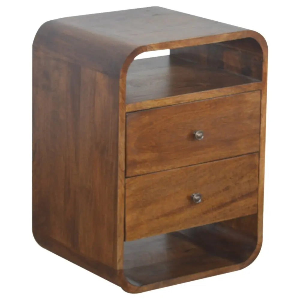 22" Chestnut Solid Wood Two Drawer Nightstand HomeRoots