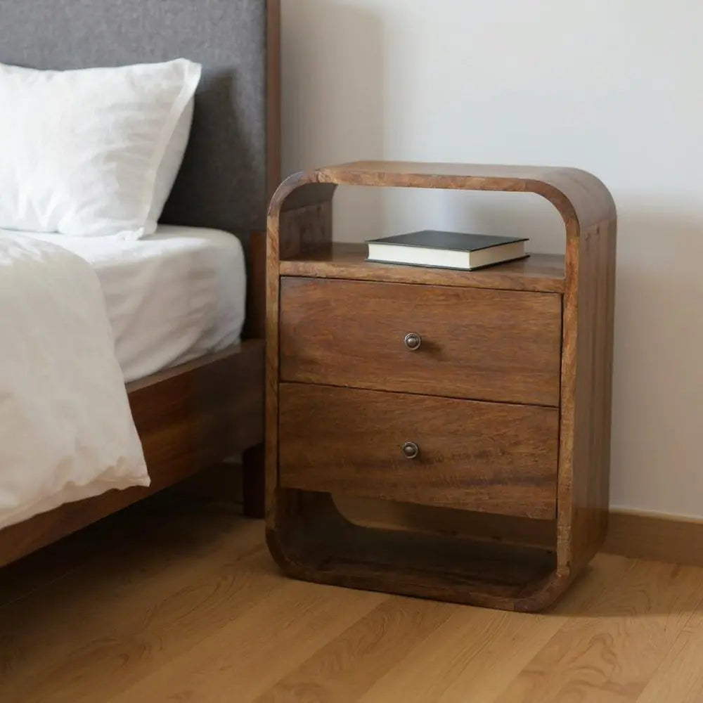 22" Chestnut Solid Wood Two Drawer Nightstand HomeRoots