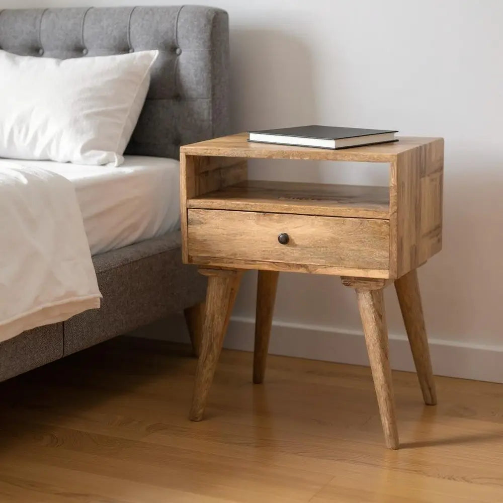 23" Natural Solid Wood One Drawer Nightstand HomeRoots
