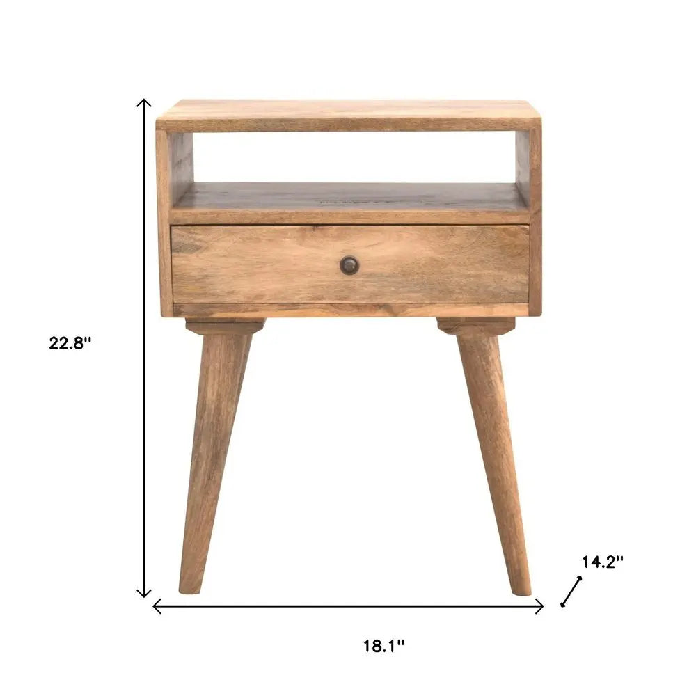 23" Natural Solid Wood One Drawer Nightstand HomeRoots