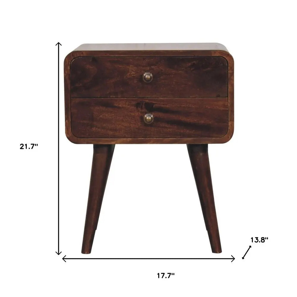 22" Chestnut Solid Wood Two Drawer Nightstand HomeRoots