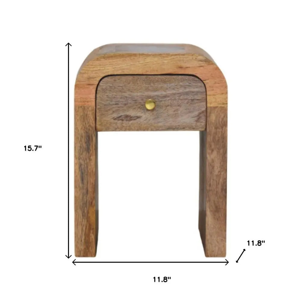 16" Beige Solid Wood One Drawer Nightstand HomeRoots